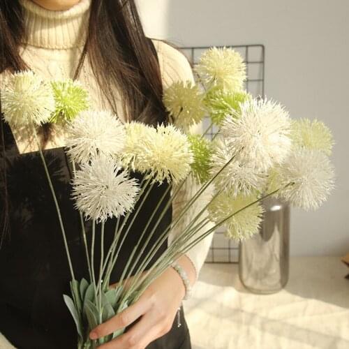 5 Heads Artificial Dandelion Grass Ball Plants Flower 5 Colors Decorative Fake Flowers for Wedding Home Garden Decoration Floral
