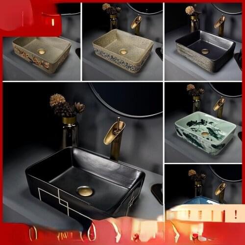 Ceramic table basin retro wash basin balcony toilet art wash basin rectangular single basin simple household