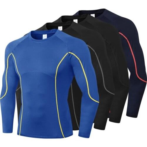 Running Compression Rashguard Shirt Quick Dry Long Sleeve Sport Gym Shirt Tight Fitness Clothing Bodybuilding Tops For Men