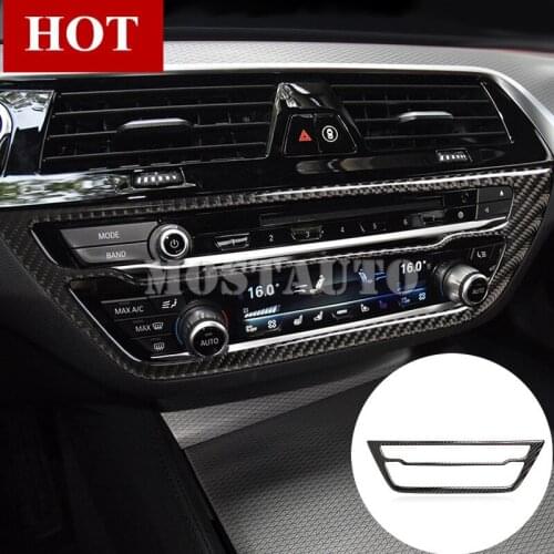 For BMW 5 Series G30 G31 Carbon Fiber Console CD & AC Panel Trim Cover 2017-2020 1pcs Car Accessories Interior Car Decor