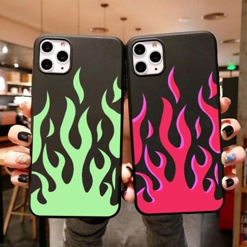 Fashion Flame Pattern Phone Case For iPhone XS MAX 11 12 Pro XR 7 8 6Plus SE2020 Black Red Soft Silicone Back Cover Capa