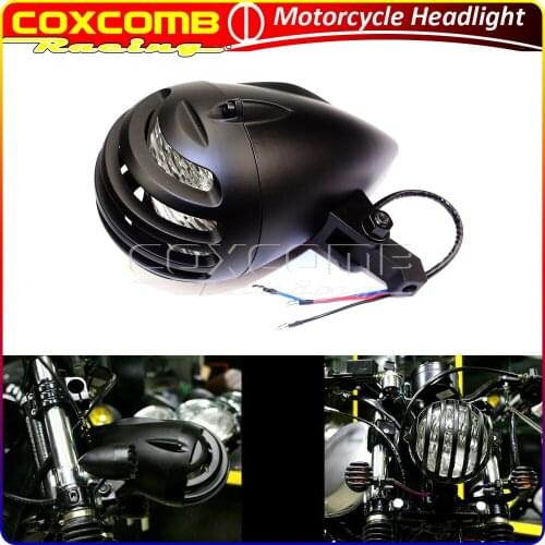 Motorcycle 4.5" Billet Aluminum Retro Headlights For Harley Sportster Roadster Road Glide Bobber Chopper Grill Cover Headlamp
