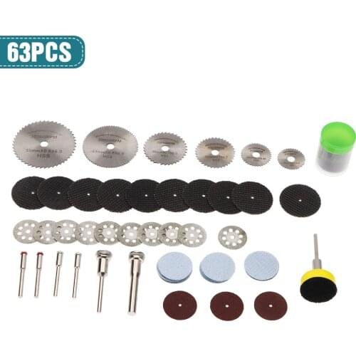 63pcs HSS Mini Circular Saw Blade Set Resin Cut-Off Wheels Disc Diamond Cutting Blade Metal Cutter Power Tool for Dremel Drill
