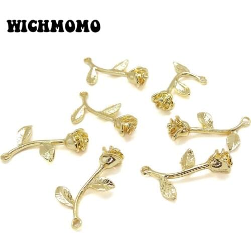 2019 New 29mm 6pieces/bag Environmental Protection Plating Gold Rose Charms Pendant for Earring Necklace Jewelry Accessories