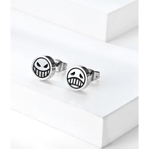 New Fashion Fire Fist Ace Cry Smiley Stud Earrings Fashionable Men and Women Earrings Ear Jewelry