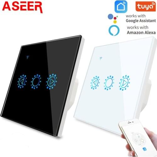 ASEER,Tuya Smart Life WiFi Dimmer Switch EU/US Smart Light Touch Switch Dimming Compatible Alexa Google Home Dimmable Switch