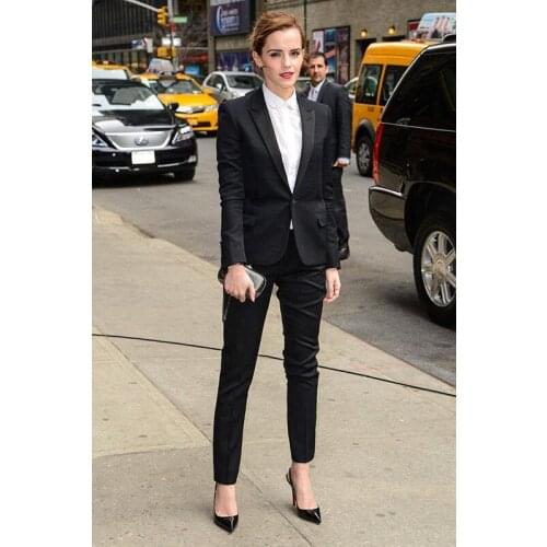 Custom Fashion Black Women Tuxedos Peaked Lapel Suits For Women Two Button Business Women Suits