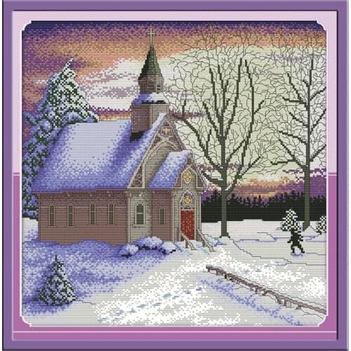 Joy Sunday Church 3 Chinese Cross Stitch Kits Ecological Cotton Clear Stamped Printed 11CT DIY Gift Wedding Decoration For Home