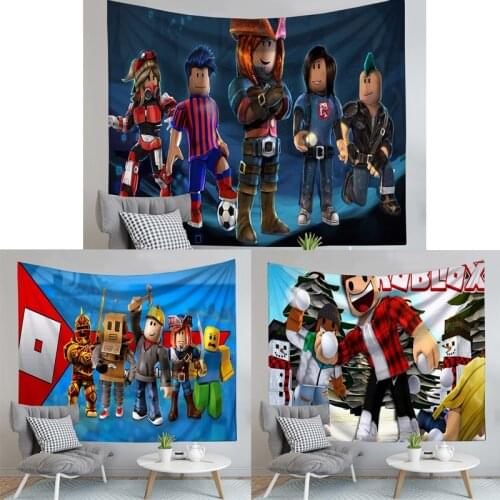 Robloxs Party Backdrop Game Figure Curtain Backdrop Photography Wall Decor Backdrop Tapestry Wall Hanging Christmas Decorations