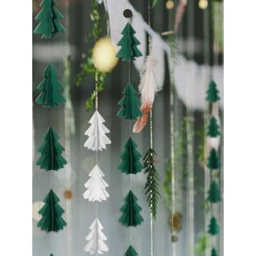 Christmas decorations 3D Mini tree flower drawing indoor scene flag hanging party decoration supplies