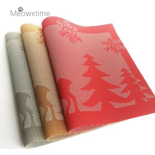 3 Color PVC Christmas Table Mat Table Placemat Kitchen Dinning Waterproof Table Cloth Pad Mat Free Shipping Table Decoration