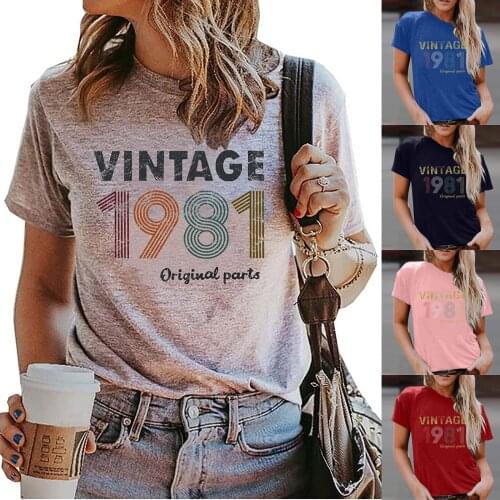 S-4XL New camisetas de mujer 50th Birthday Gift T Shirt for Women Vintage 1971 Original Parts Tee Cute Tee Simple and stylish F4