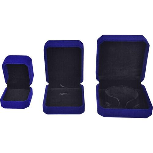 Blue Velvet Wedding Ring Box Engagement Valentine Love Birthday Gift Jewelry Charm Bracelet Boxes Packaging Case Pouch