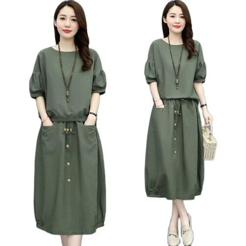 Cotton Linen Skirt Two-Piece Women 2021 New Summer Plus Size Ladies T-Shirt Top Piece Set Loose Linen Suit Skirt Female L779