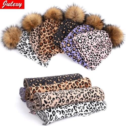 2021 Hats Female Autumn And Winter New Korean Fashion Leopard Print Wool Hat Casual Wild Double-layer Warm Knitted Head Hat