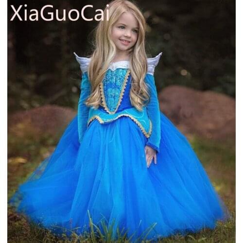 Winter Dresses for Girls New Cute Ice Romance Princess Dress Ball Gown Childrens Long-sleeved Dress