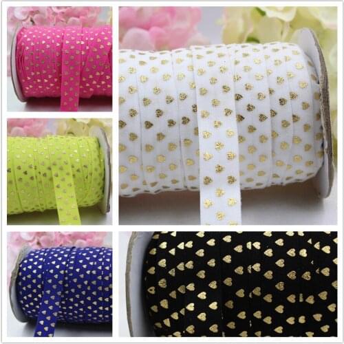 1659-11 , 5/8'' 16MM hot gold print LOVE Elasticity ribbon , 10 yards DIY handmade hair accessories Material , free shipping