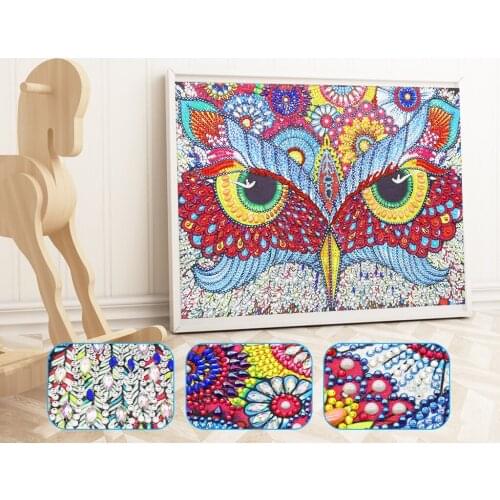 5D DIY Special Shaped Diamond Painting Cross Stitch Owl Flower Cross Stich Craft Embroidery Mosaic Kit Wall Painting Decor