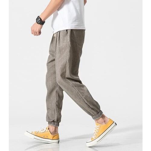 Dropshipping Men Harajuku Streetwear Harem Pants New Mens Summer Linen Thin Sweatpants Male Black Sweatpants 5XL Joggers