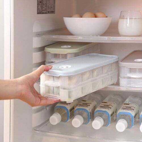 Household Refrigerator Double Layer Dumplings Box Tray Kitchen Food Storage Container Plastic Containers with Lids Accessories