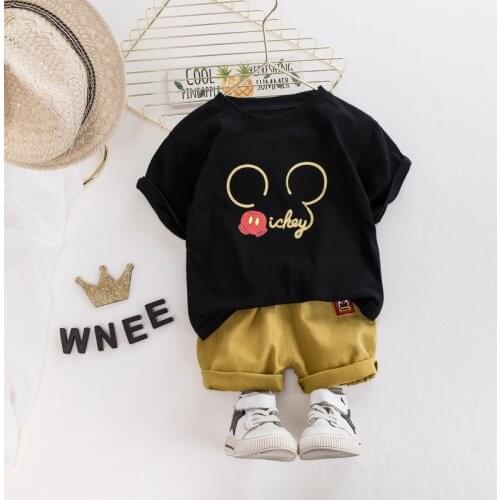 Toddler Baby Boys Clothing Sets Summer Fashion Boys Mickey Cartoon T-shirt And Jeans Sport Suit Children Cotton Clothes Set
