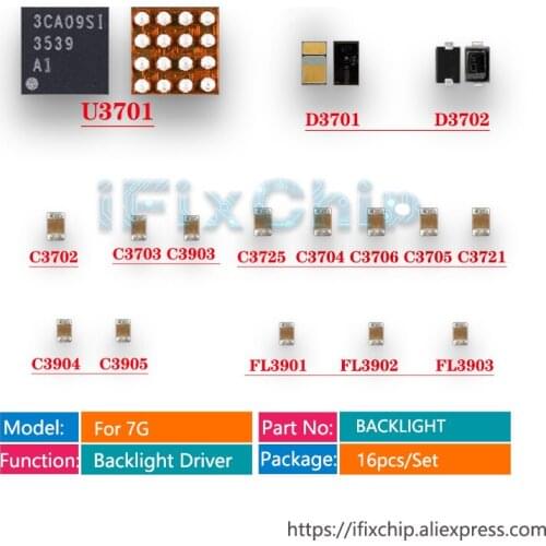 10set(160pcs)/lot IC Chip Diode Capacitor U3701 D3701 D3702 C3702 C3725 C3703 For iphone 7 Dim no LED backlight Driver fix kit