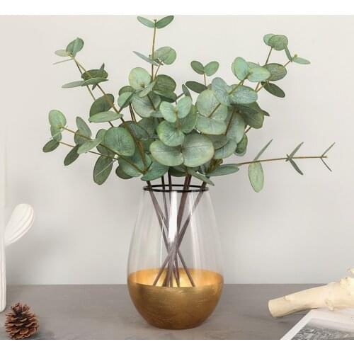 Long Branch Real Touch Eucalyptus Plastic Money Leaf Artificial Eucalyptus for Home Wedding Garden Decoration Fake Plants