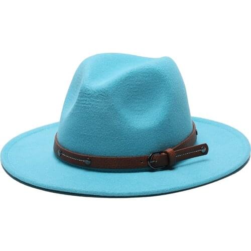 2021 winter fedora hats for women fashion Flat wide Brim Wool Felt Jazz Fedora Hats for men goth top vintage wedding Hat cap