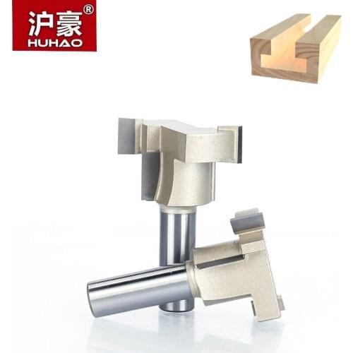 HUHAO 1pc 1/4" 1/2" Shank T Type Woodworking Cutter Engraving Edge Trimmer Router Bit Drawer Knife T Type Cutter For Wood