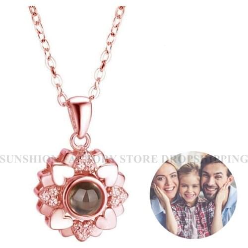 Customize SunFlower Projection Necklace Projection Flower Pendant Necklace Romantic Memory Gift HOT Sale Jewelry