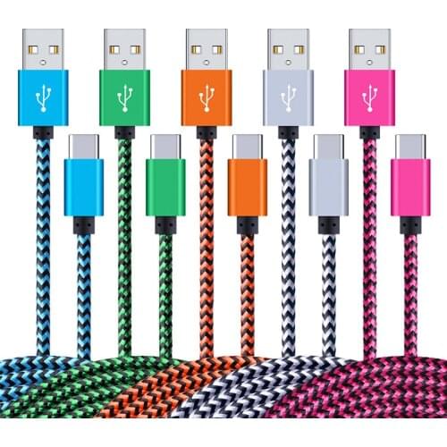 Nylon USB Type c Cable Fast charging line adapter Short Type-c Charger Data Cord for Samsung Galaxy S10 S9 Plus xiaomi Huawei