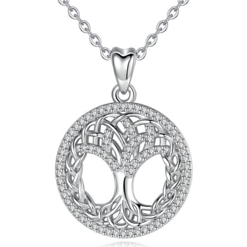 EUDORA 925 Sterling Silver Crystal Tree Pendant Celtics Tree Of life Necklace New Fashion Crystal Jewelry for birthday gift D425