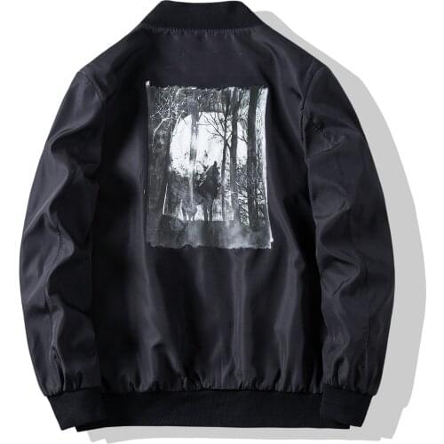 LUCLESAM Korean Men Fashion Printing Large Size Jacket Coat Mens O Neck Zipped Jacket casaco masculino