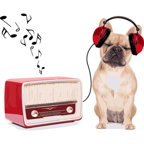 MaHuaf-i031 painting by numbers animals Dog listening music Acrylic picture wall art canvas painting home decor unique DIY gift