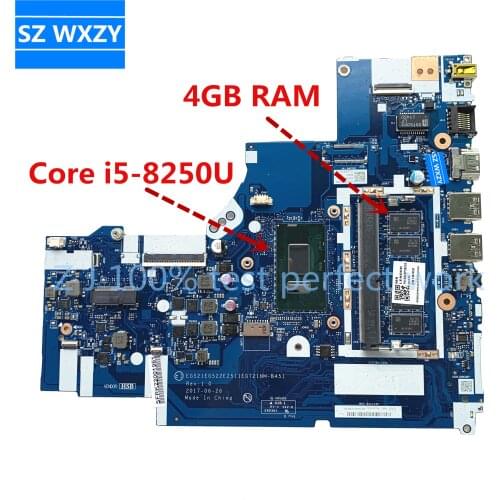 For Lenovo Ideapad 320-15IKB 320-17IKB Laptop Motherboard With I5-8250U CPU 4GB RAM DDR4 5B20P99234 NM-B451 DDR4 MB 100% Tested