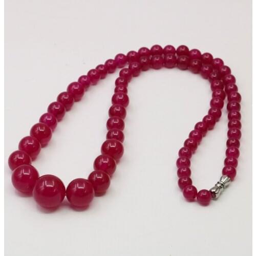 Cute/Romantic Religious Natural Stone Jades Rose Red 6-14mm Round Tower Chain Womens Jewelry Necklace Rope Chain 18inch Y833