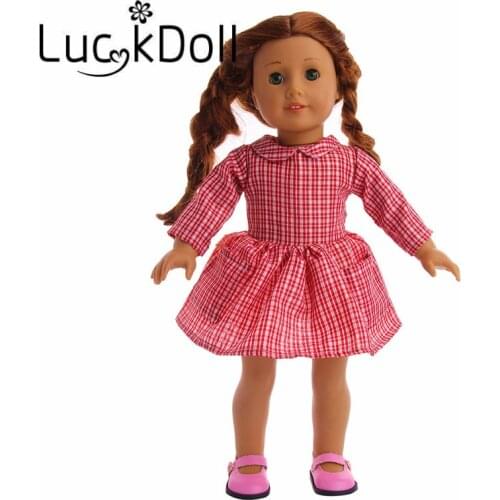 New Arrival Red Plaid Dress for 18-Inch American Doll, Best Gift for Children