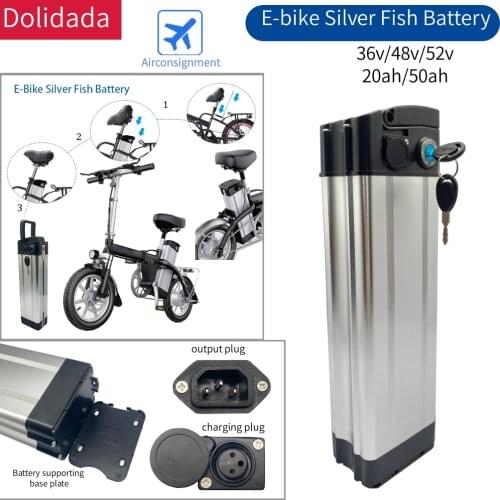 New 36V portable Silver fish style Electric Bike battery , high power 500W lithium battery aluminum shell suitable for E-bike