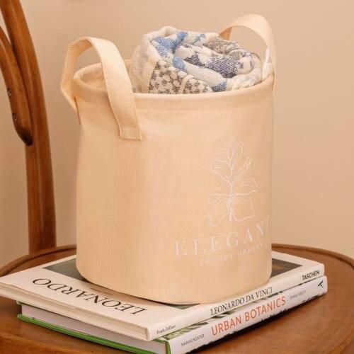 Favore Casa Basket 20x20 cm Beige Multi-Purpose Practical Carrying Laundry Toys Foldable