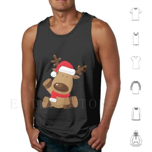 Adorable Reindeer Tank Tops Vest Sleeveless Christmas Reindeer Adorable Cute Animal Cute Reindeer Adorable Reindeer Xmas