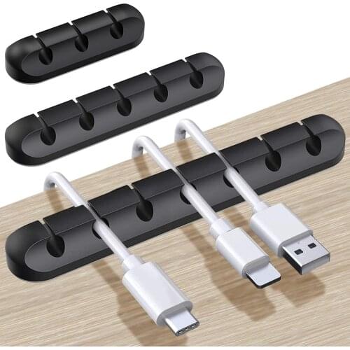 Cable Organizer Silicone USB Cable Winder Management Clips Desktop Cable Holder For Mouse Keyboard Earphone Headphone Office Car