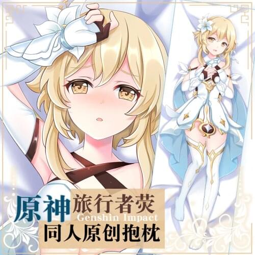 Original Genshin Impact traveler Lumine Cosplay Dakimakura Hugging Body Pillow Case Japanese Anime Pillow Cover Xmas Gifts