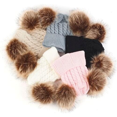 Autumn And Winter Baby Knitted Plush Scarf Hat For Children Warm Snood For Girls Boys Kids HatS Scarf two-piece Accessories