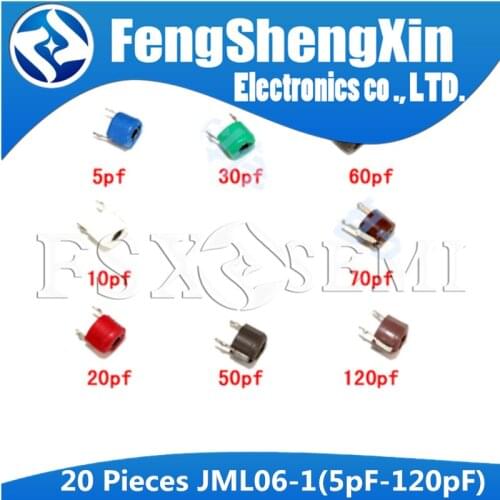 20pcs JML06-1 6mm trimmer Adjustable capacitor 5PF 10PF 20PF 30PF 40PF 50PF 60PF 70PF 120PF 5P 10P 20P 30P 40P 50P 60P 70P 120P