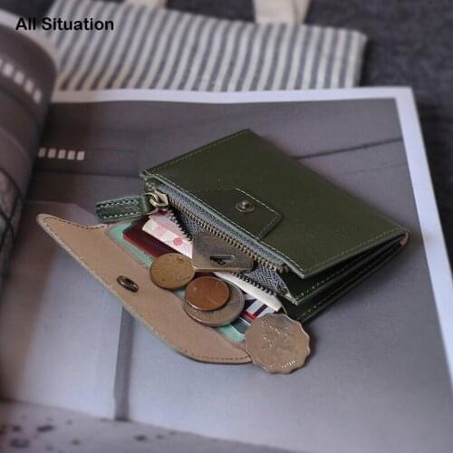 Luxury Storage Coin Purses Ladies Genuine Leather Top End Cowskin Mini Credit Card Wallet Men Casual Hasp Organizer Coin Pouch