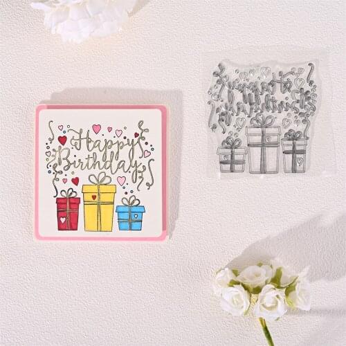 Happy Birthday And Gift Box Transparent Silicone Stamps Clear Scrapbooking Stamps Craft Supplies Seals Silicon Rubber Stamp New
