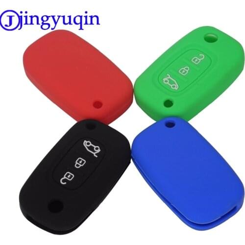 Jingyuqin 3 Buttons Silicone Car Key Case Cover For LADA Priora Sedan sport Kalina Granta Vesta X-Ray XRay For Renault