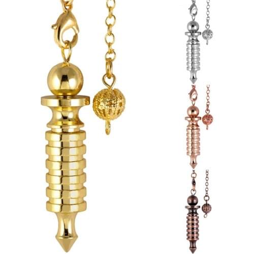 SUNYIK Metal Spiritual Healing Meditation Pendulums for Dowsing Divination,Amulet Pendant Sliver/Gold/Brass Color Reiki Jewelry
