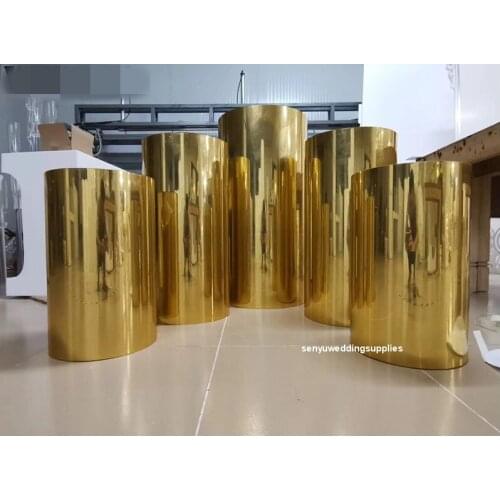 Wedding decoration cake stand set pillar gold mirrorcolor nice gold color cake plinths stands for birthday party event senyu2121
