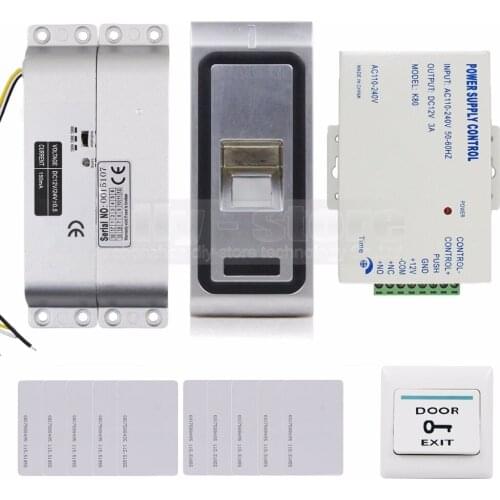 DIYSECUR Electric Mortise Lock Fingerprint 125KHz RFID ID Card Reader Door Access Control System Kit Metal